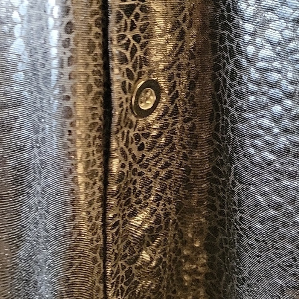 Men's Black Shiny Metallic Dress Shirt - Picture 10 of 16